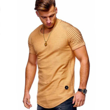 2021 NEW Men's O-Neck Slim Fit Solid Color Short Men T-shirt Striped Fold Raglan Sleeve Style T shirt Men Tops Tees Size S-XXXL 2024 - buy cheap