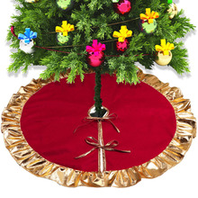 Falda roja de árbol de Navidad, decoración de fiesta de Navidad, 90cm, borde dorado, adornos, novedad de 2018 2024 - compra barato