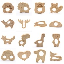 DIY Baby Gym Toys Natural Wood Necklace Pendant Food Grade Wooden Teether Toys Infant Nursing Shower Gift Baby Teething Toys 2024 - buy cheap