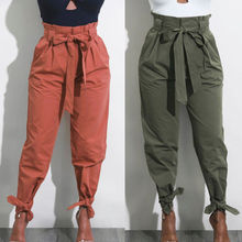2018 Women's Casual Harem Pants Elastic High Waist Cropped Length Trousers Loose Long Pants 2024 - buy cheap