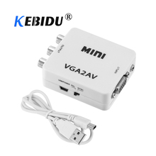 Kebidu-conversor de entrada vga para av, saída rca, 3.5mm de áudio, vga2av/cvbs, adaptador para pc para tv, computador hd, ntsc pal, sxga, x 2024 - compre barato