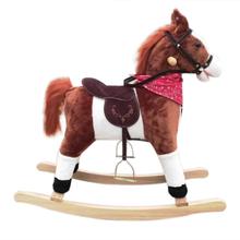 Newest Children Wooden Rocking Horse Funny Moving Animal Ride Horse Pony Childhood Toys With Neigh Sound Dark Brown 2024 - buy cheap