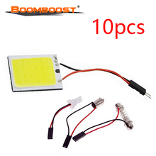 10 pçs 3w t10 24 smd cob led painel branco interior do carro lâmpada de leitura luz cúpula festão adaptador 12v 2024 - compre barato