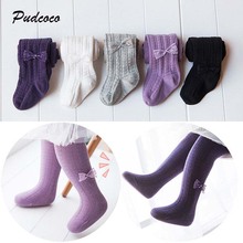 2018 Girls Winter Autumn Tights Toddler Kids Baby Girls Cotton Tights Solid Bow 5 Colors Stockings Thermal Hosiery Pantyhose 2024 - buy cheap
