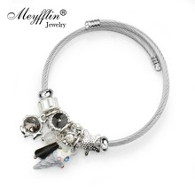 Meyfflin Cute Antique Silver Charm Bracelets & Bangles with Ice Cream Vintage Crystal Bead Bracelets for Women Wedding Jewelry 2024 - buy cheap