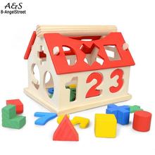 Детские развивающие Обучающие цифры многоцветный дом деревянные здания унисекс блок игрушка 2024 - купить недорого