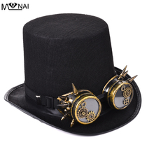 Sombrero Steampunk con tapa Vintage para hombre y mujer, gafas con tachuelas, disfraz de Cosplay, sombrero gótico con gafas, accesorios Punk 2024 - compra barato
