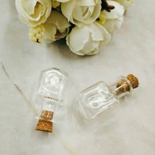 Minibotella transparente con forma de corcho para deseos, 20 unidades por lote, botella pequeña de vidrio, colgante de frasco, contenedor de decoración de boda 2024 - compra barato