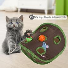 Foldable Pet Cat Mice Bell Tent Kitten Hide Tunnel Interactive Toys with 9 Holes Hide Tunnel Intelligence Interactive Pet Toys 2024 - buy cheap