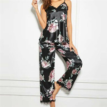 Fashion Women Floral lingerie set Ladies Sleeveless Crop Top and pants suit Sleepwear Nightwear pajamas set Elegant pyjama femme 2024 - buy cheap