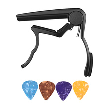 Single-handed Guitar Capo Clamp Aluminum Alloy with 4pcs Guitar Picks for Banjo Acoustic Electric Guitar Bass 2024 - buy cheap