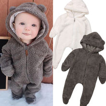 Citgeett Newborn Toddler Baby Girl Boy Fuzzy Hooded Romper Jumpsuit Autumn Warm Winter Outfit Zipper Clothes 2024 - buy cheap