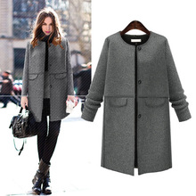OL Autumn and winter jacket woolen coat fashion warm coats wool coat women plus size 5XL COATS gray jacket 2024 - buy cheap