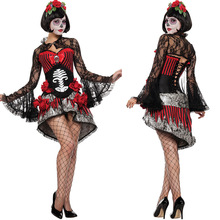 Adult Women Day Of The Dead Halloween Purim Skeleton Costumes Skull Monster Demon Ghost Scary Fantasia Fancy Dress 2024 - buy cheap