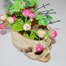 Human Skull Model Resin Flower Pot Halloween Shining Fruit Plate Human Bone Storage Container Home Office Decoration Manual Pots 2024 - buy cheap