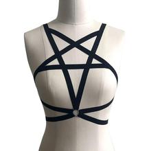 Lingerie de festa de stanik para mulheres, sutiã feminino com pentagrama para amarração no peito, roupa íntima erótica bem cavada para mulheres 2024 - compre barato