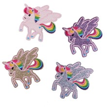 PGY-parches bordados de animación de unicornio para ropa, apliques a rayas DIY, apliques para ropa, planchado, entrega gratuita 2024 - compra barato