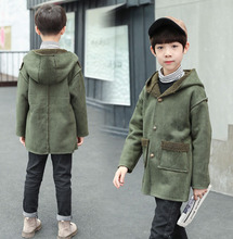 Boys' suede south Korean fashion coat in big boy autumn and winter warm lamb wool long style children with fleece coat 2024 - buy cheap