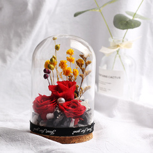 Capa de vidro floral decorada eterna rosa em frasco, flor floral bonita para presente de dia dos namorados, aniversário, natal, casamento 2024 - compre barato