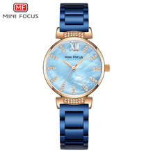 Mini foco marinho elegante feminino relógios de quartzo relógio de aço inoxidável cinta cristal decoração marca superior vestido luxo relógio pulso 2024 - compre barato