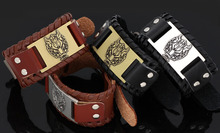 Nodic Викинг один волк кожаный браслет-амулет-регулируемый размер 19-31 см 2024 - купить недорого