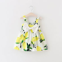 Новое милое летнее платье для маленьких девочек с лимонным цветочным принтом, праздничное платье без рукавов с бантом, сарафан, От 0 до 3 лет, 2019 2024 - купить недорого