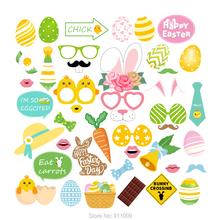 44pcs Happy Easter Photobooth Props Party Decorations Lovely Rabbit Easter Colorful Eggs Photobooth Props Party Supplies 2024 - buy cheap