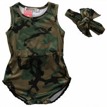 Newborn Toddler Baby Girls Camo Bodysuit Jumpsuit One-Pieces Summer Sleeveless Baby Clothes Outfits 0-24M 2024 - buy cheap