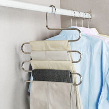 Многофункциональная вешалка для брюк из нержавеющей стали, вешалка для одежды в форме S, 5-слойная домашняя вешалка для помещений 2024 - купить недорого