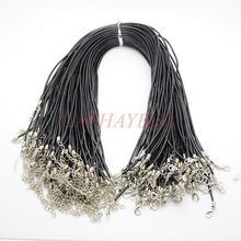 50PCS/LOT 2.0 mm Black Real Leather Rope Cord Chain String Necklace DIY Findings Lobster Clasp 2024 - buy cheap
