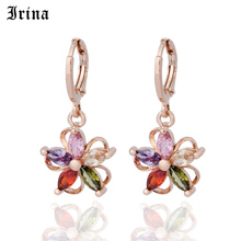 Irina 585 brincos lindos românticos em várias cores flor ouro rosa colorido zircônio aaa brincos de festa femininos 2024 - compre barato