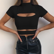 women stretch short t shirts new female short sleeve hollow out solid color crop top sexy lady casual tshirt tops clothes woman 2024 - buy cheap