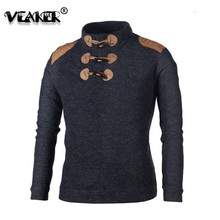 2021 Mens Sweater Pullover Horns Buckle Knitted Turtleneck Sweaters Horn Button Design Slim Fit Winter Pullovers Clothes Man 2024 - buy cheap
