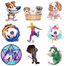 Pulaqi New Iron On Cartoon Dog Animal Patches Heat Thermal Transfer Stickers For Man T-shirt Clothes Garment Accessories H 2024 - buy cheap