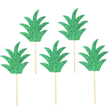 15pcs Cake Toppers Pineapple Leaf Pattern Green Glittering Cupcake Decor for Party Birthday Wedding 10 x 6 x 0.5cm 2024 - buy cheap