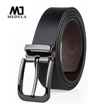 MEDYLA correa de cuero de los hombres para traje superior Hebilla de Metal de negocios marrón cinturón clásico para hombres cinturón hombre regalo Dropship MN035 2024 - compra barato