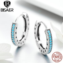 BISAER Brincos 925 Sterling Silver Geometric Stud Earrings for Women Round Circle Simple Fashion Earrings Jewelry Bijoux ECE493 2024 - buy cheap