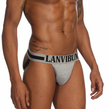 Lanvibum-Tanga Sexy Gay para hombre, ropa interior, pantalones cortos de algodón con letras, bragas en Tanga, anillo de pene, L1926 2024 - compra barato