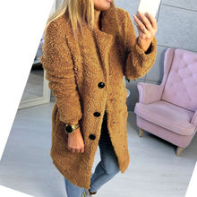 Elegant Faux Fur Coat Women 2018 Autumn Winter Warm Soft Button Fur Jacket Female Plush Overcoat Casual Outerwear 2024 - buy cheap