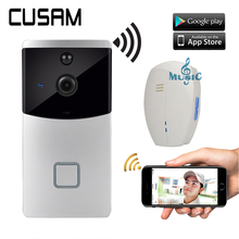 CUSAM беспроводной домофон видео дверной звонок Wifi Smart 720P HD камера дверной звонок двухстороннее аудио ночное видение датчик движения 2024 - купить недорого