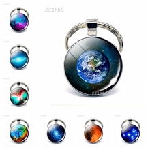 Llavero con diseño de galaxia Mars Earth para hombre y mujer, colgante con diseño de galaxia nebulosa, planetas, espacio exterior, cabujón de cristal, para regalo 2024 - compra barato