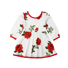 Emmaaby/От 0 до 5 лет платье для новорожденных девочек Детские платья принцессы с розами для маленьких девочек, праздничная одежда с длинными рукавами для девочек 2024 - купить недорого