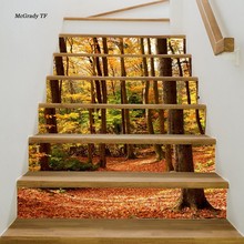 6pcs/set Autumn forest Tiles Pattern Stair Stickers Decals Kids Love Removable Waterproof Stairway Vinyl Stickers for Home Decor 2024 - buy cheap