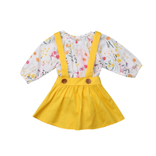 2018 bebés niñas conjuntos de ropa Floral bebé recién nacido niños niña flor trajes ropa conjunto Bodysuit Tops + traje de falda de correa 0-24 M 2024 - compra barato