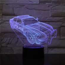 Novidade iluminação ilusão 3d lâmpada led polices modelo de carro luzes da noite para crianças quarto decoração presente criativo lâmpadas 2312 2024 - compre barato