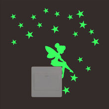 Interruptor Etiqueta dos desenhos animados Gato Brilham no Escuro Etiqueta Fluorescente Fada Da Lua Estrelas Etiqueta Decoração Do Quarto Do Miúdo Home Decor 2024 - compre barato