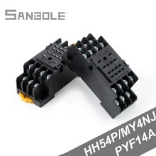 Base de relé/soquete de relé pyf14a preta 14 pinos terno para hh 54p my4nj power u tipo din rail (5 peças) 2024 - compre barato