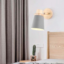 Macaroon E27 Bedside Wall Light Nordic Wooden Modern Wall Sconce Indoor Lighting for Bedroom Living Room 2024 - buy cheap