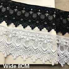 Luxury White Black Palace Flowers Water Soluble 3D Lace Fabric Embroidery Ribbon Edge Trim For Garment Dress Curtains DIY Sewing 2024 - buy cheap