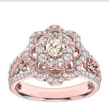 Anillos de boda para mujer, moda de oro rosa, anillo de circonio con forma de flor completa, joyería tipo anillo para fiesta de Compromiso, accesorios 2024 - compra barato